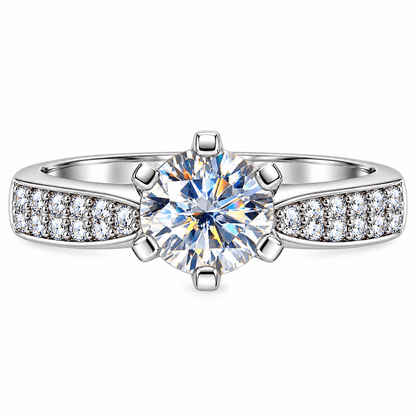 Anel Boreal Moissanite Cravejado Prata 925 Banhado a Ouro Branco VVS1 Certificada