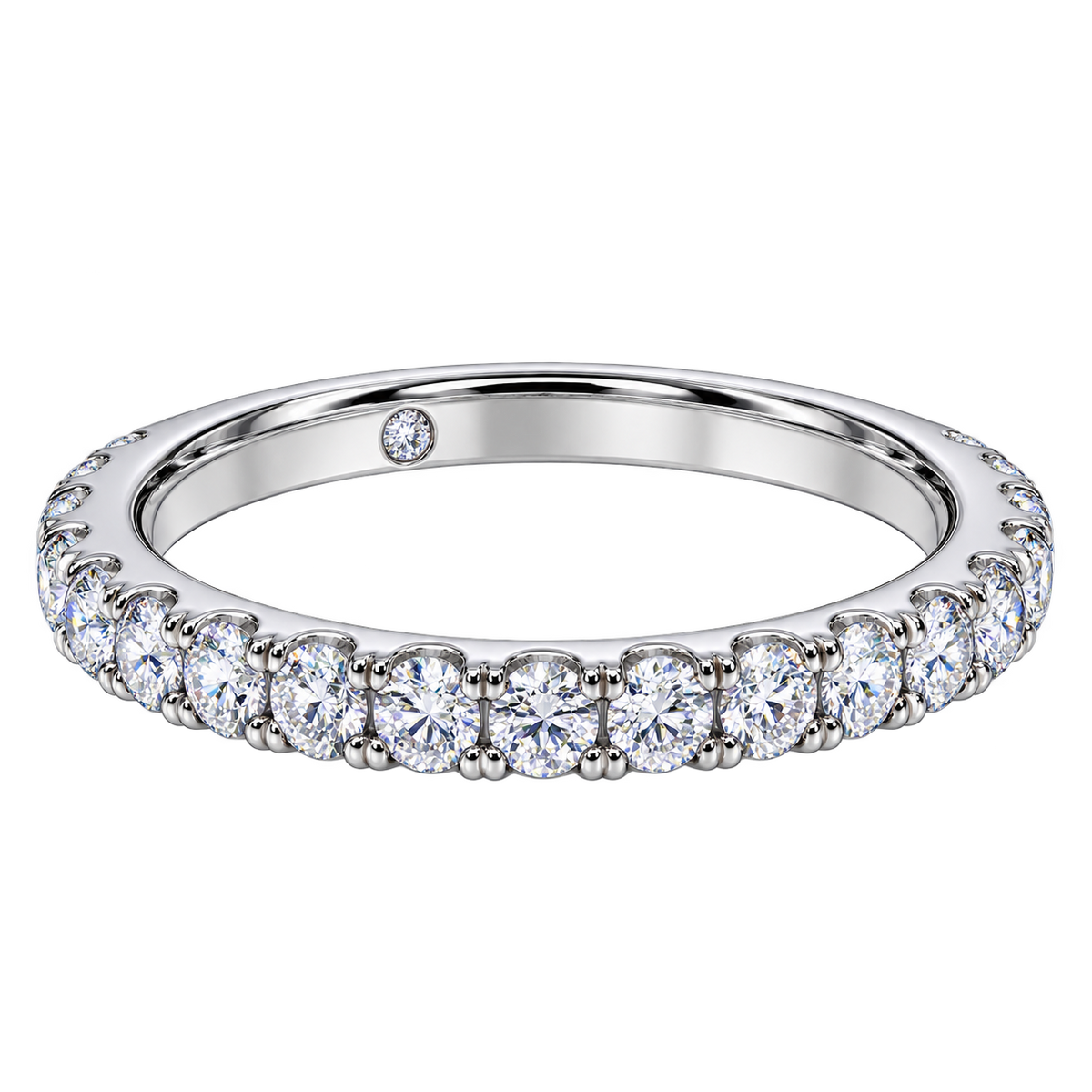 Meia Aliança Classic Moissanite Brilhante em Prata 925 Banhada a Ouro Branco VVS1 Certificada