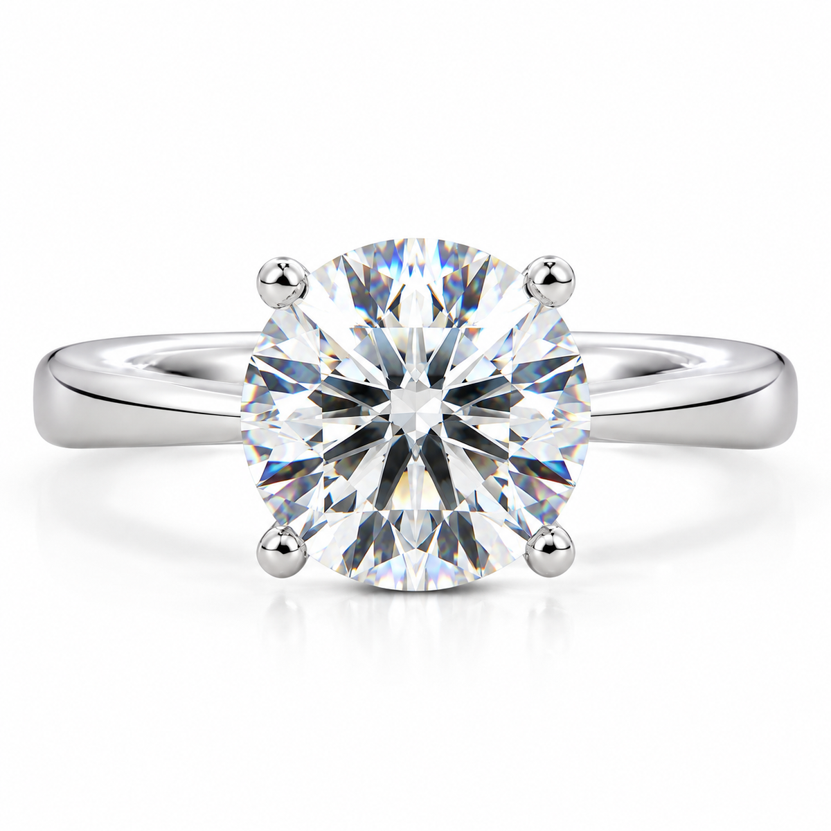 Anel Solitário de Noivado Moissanite Brilhante 1ct a 5ct em Prata 925 Banhado a Ouro, Cor D VVS1