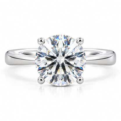 Anel Solitário de Noivado Moissanite Brilhante 1ct a 5ct em Prata 925 Banhado a Ouro, Cor D VVS1
