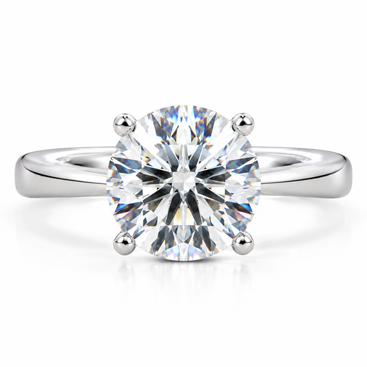 Anel Solitário de Noivado Moissanite Brilhante 1ct a 5ct em Prata 925 Banhado a Ouro, Cor D VVS1