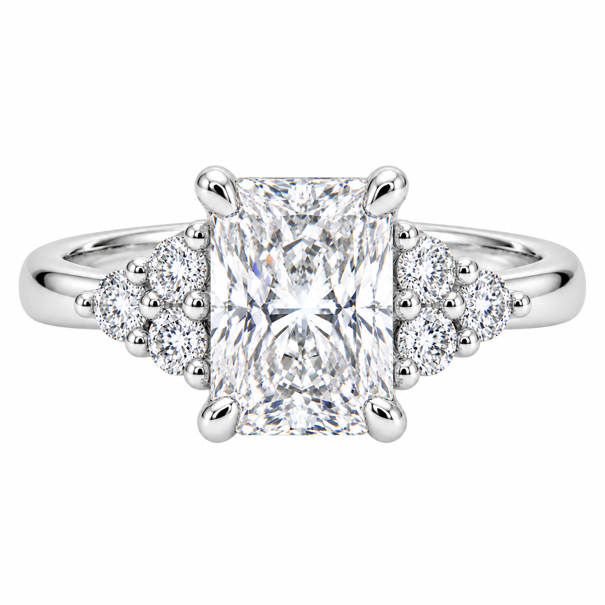 Anel de Noivado Radiante Moissanite Brilhante 3ct em Prata 925 VVS1 Certificada