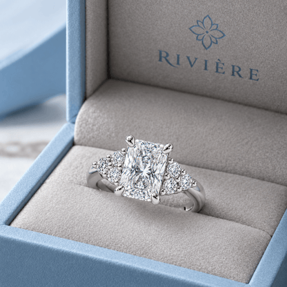 Anel de Noivado Radiante Moissanite Brilhante 3ct em Prata 925 VVS1 Certificada