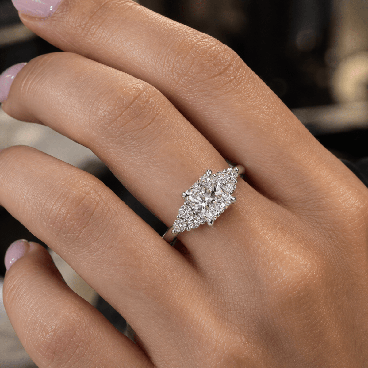 Anel de Noivado Radiante Moissanite Brilhante 3ct em Prata 925 VVS1 Certificada