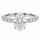 Anel Solitário Elegancy Moissanite Cravejado Oval em Prata 925 com Banho de Ouro Branco 18k, VVS1 Certificada
