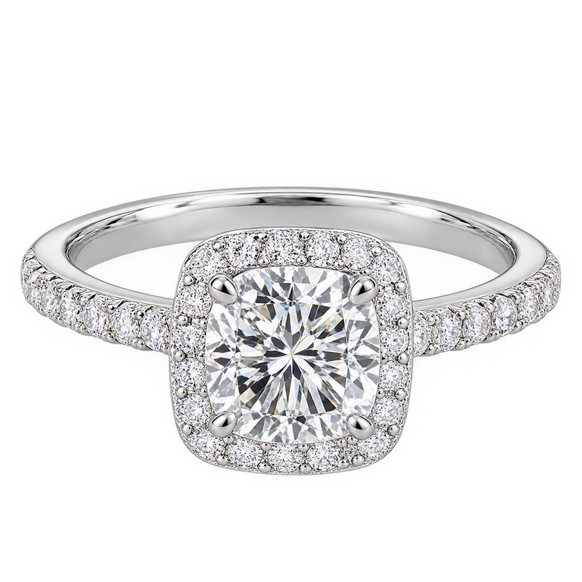 Anel Aurora Brilhante Moissanite Cravejado Prata 925 Banhado a Ouro Branco 18k VVS1 Certificada