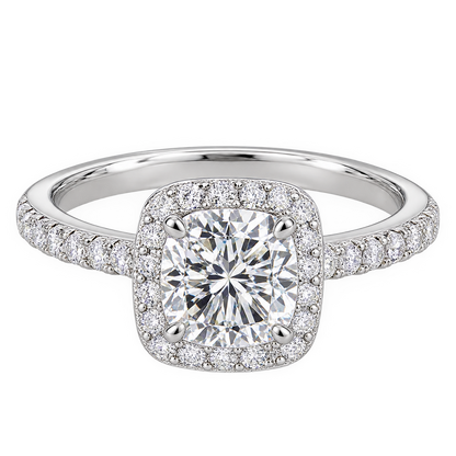 Anel Aurora Brilhante Moissanite Cravejado Prata 925 Banhado a Ouro Branco 18k VVS1 Certificada