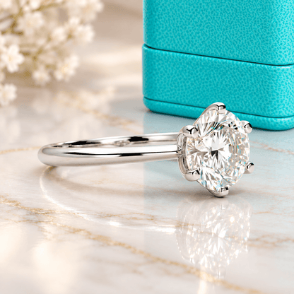 Anel Solitário de Noivado Moissanite Brilhante 1ct a 5ct em Prata 925 Banhado a Ouro, Cor D VVS1