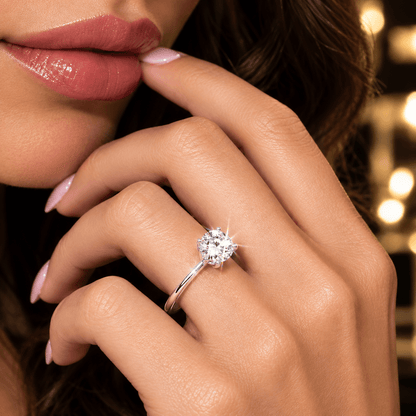 Anel Solitário de Noivado Moissanite Brilhante 1ct a 5ct em Prata 925 Banhado a Ouro, Cor D VVS1