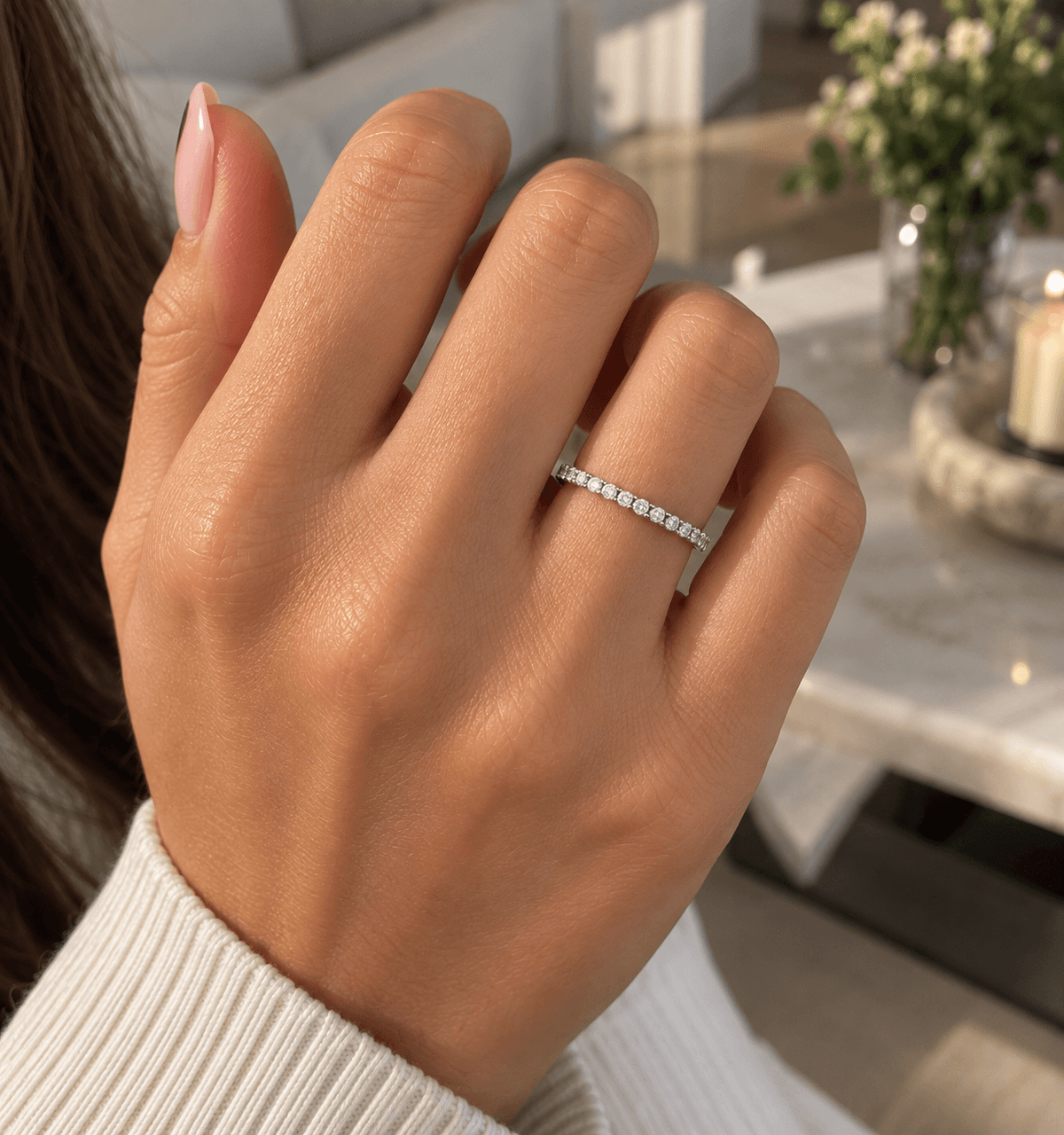 Aliança Classic Moissanite Brilhante em Prata 925 Banhada a Ouro Branco e Certificado VVS1