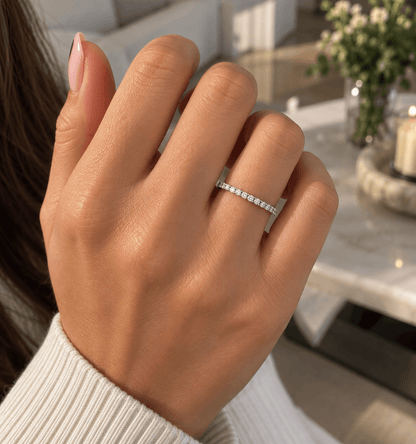 Aliança Classic Moissanite Brilhante em Prata 925 Banhada a Ouro Branco e Certificado VVS1