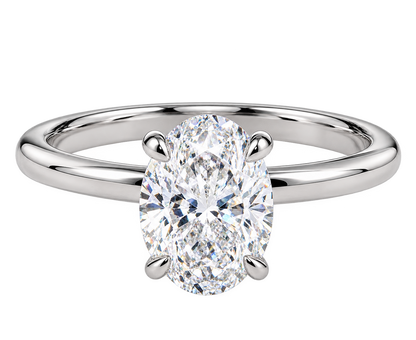 Anel Solitário Elegancy Moissanite Oval em Prata 925 com Banho de Ouro Branco 18k, VVS1 Certificada