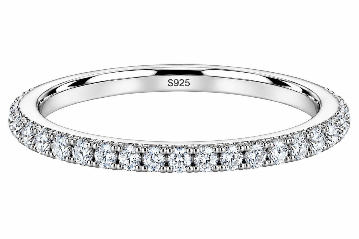 Aliança Classic Moissanite Brilhante em Prata 925 Banhada a Ouro Branco e Certificado VVS1