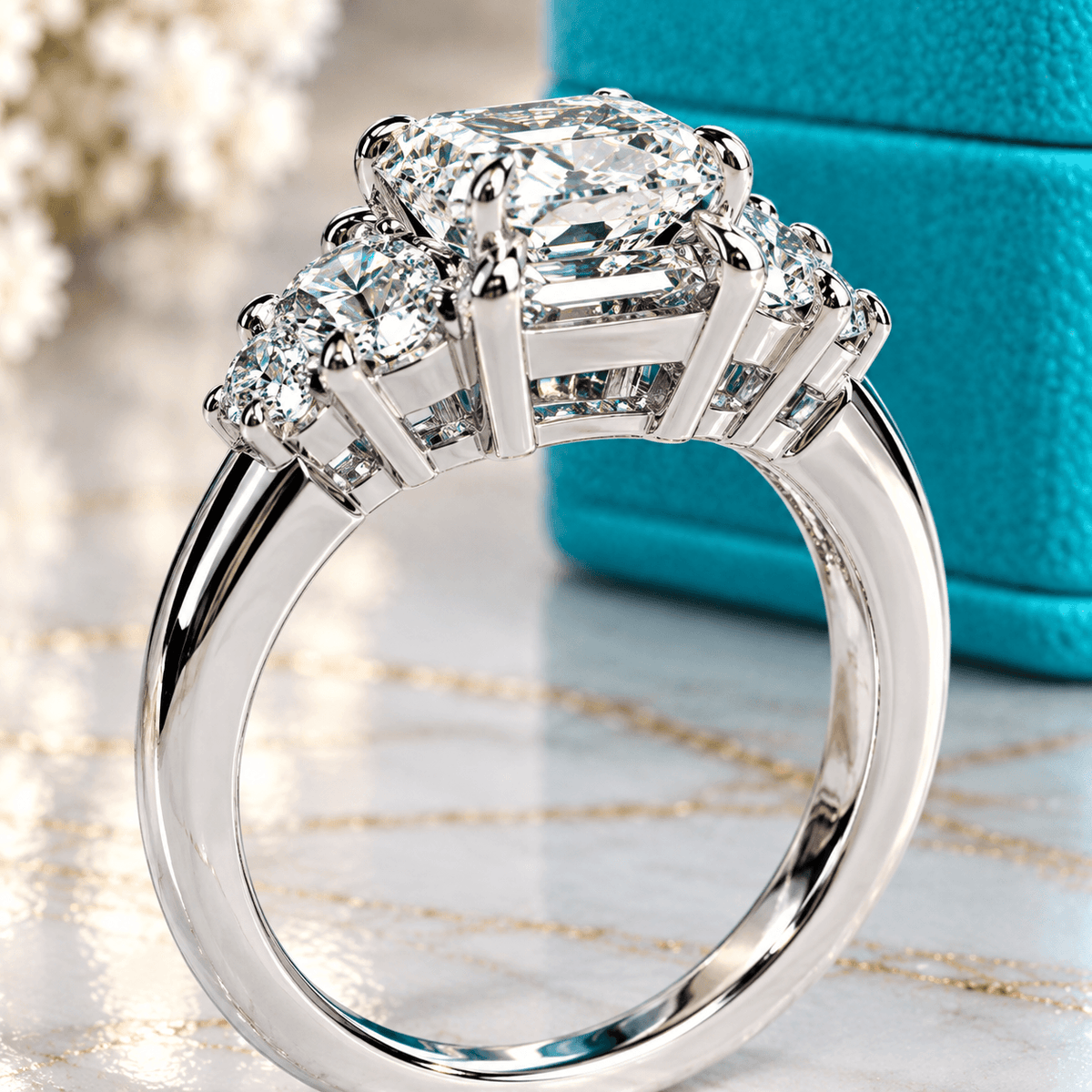 Anel de Noivado Radiante Moissanite Brilhante 3ct em Prata 925 VVS1 Certificada