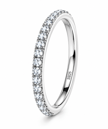 Aliança Classic Moissanite Brilhante em Prata 925 Banhada a Ouro Branco e Certificado VVS1