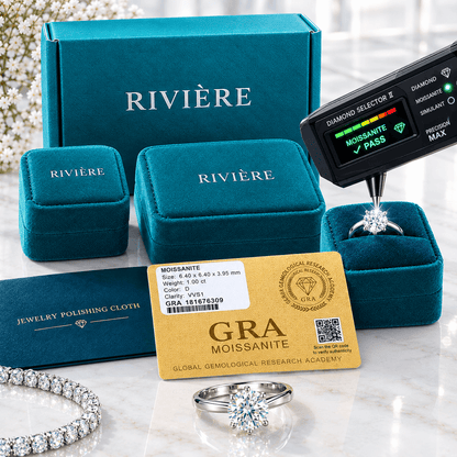 Anel Meia Aliança Moissanite 1.5ct Brilhante em Prata 925 Banhado a Ouro Branco - 5 Pedras Cor D VVS1 Certificada